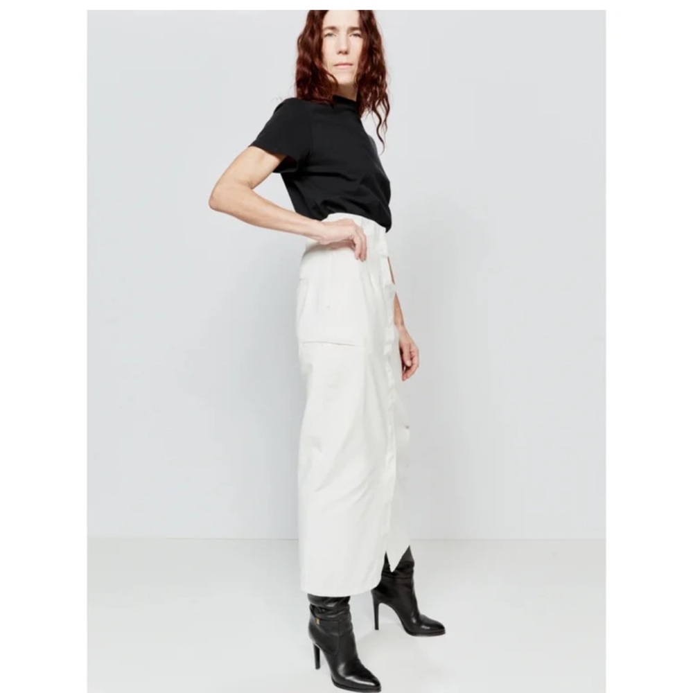 Denim Button Midi Skirt